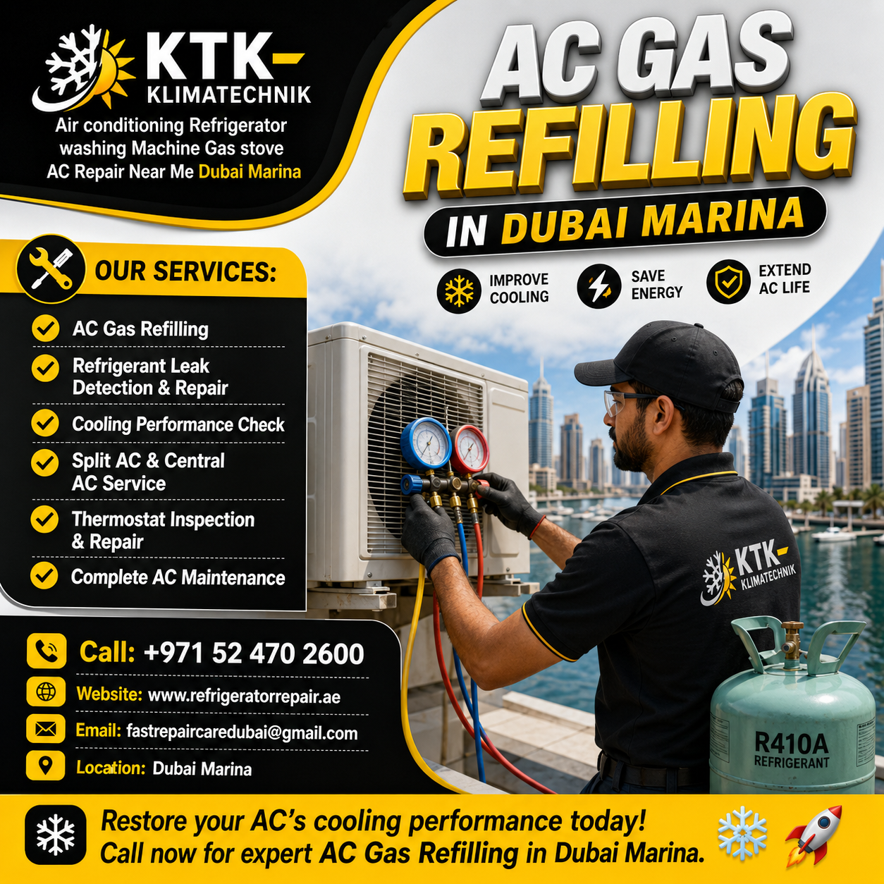 AC Gas Refilling in Dubai Marina